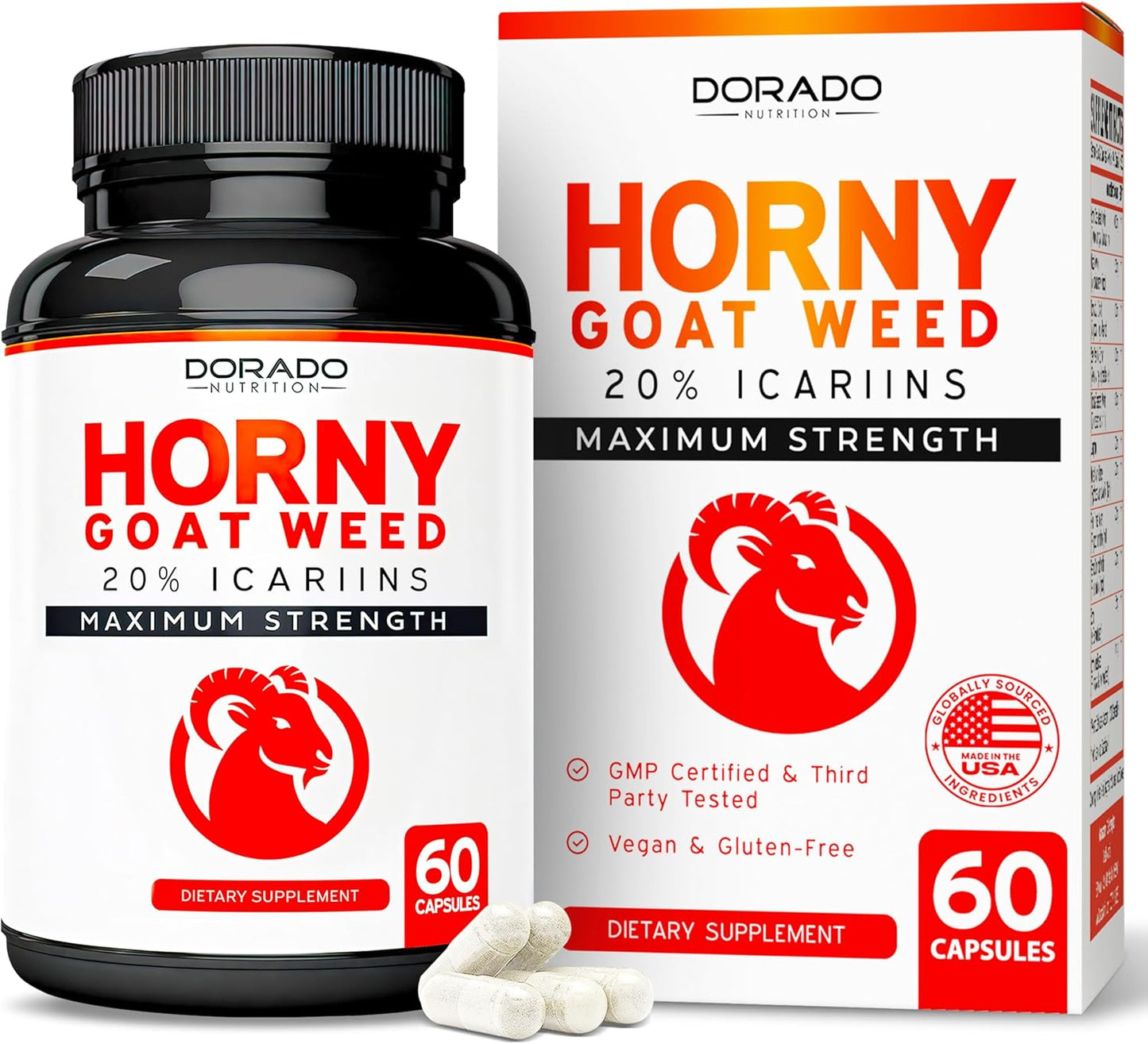 Horny Goat Weed for Men and Women - [Maximum Strength 1590Mg] - Maca, Ginseng, L-Arginine, Tribulus - Premium Hornygoatweed for Men - Icariin Epimedium for Men - 3Rd Party Tested - USA Made - 60 Count