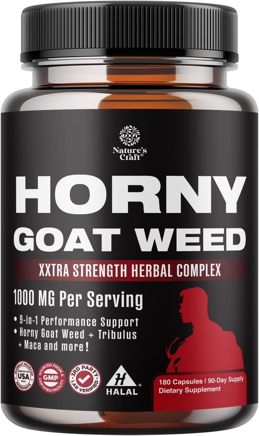 Horny Goat Weed Extract Complex - Invigorating Blend with Tribulus Saw Palmetto L Arginine and Tongkat Ali Extract and Maca Root for Men and Women for Enhanced Energy and Stamina - 30 Servings