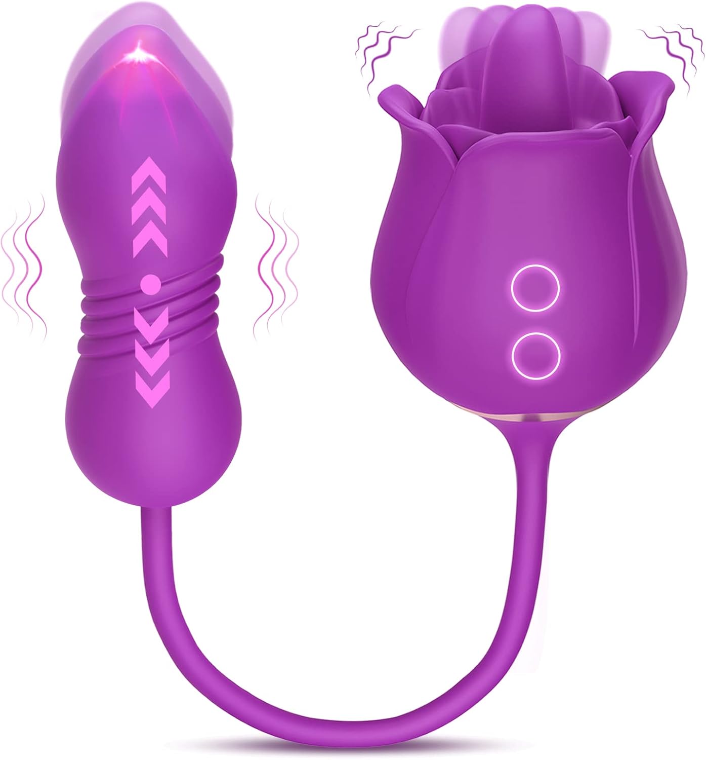 Rose Sex Toys Dildo Vibrator - 3In1 Adult Toys Sex Stimulator for Women with 9 Tongue Licking & Thrusting G Spot Vibrators, Adult Anal Sex Toy Clitoral Nipple Licker for Woman Man Couples