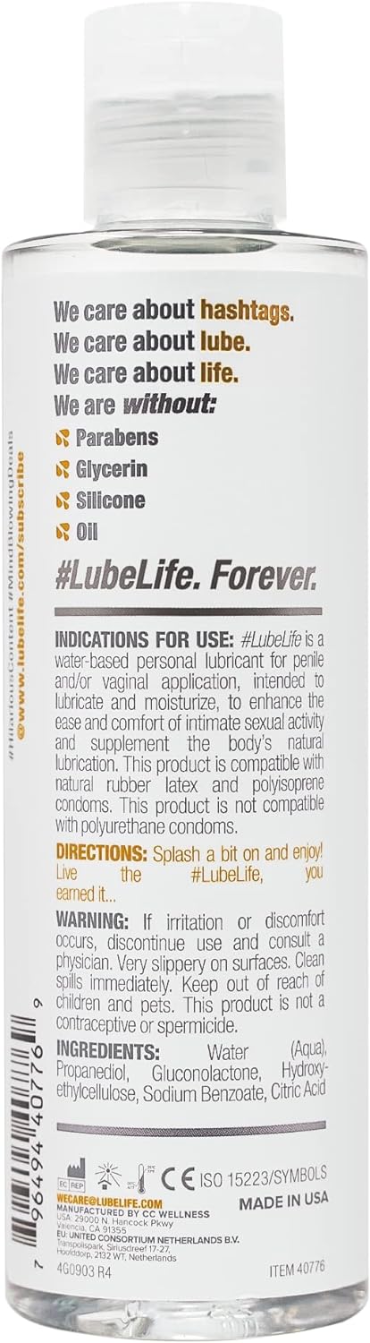 Water-Based Personal Lubricant, Lube for Men, Women and Couples, Non-Staining, 8 Fl Oz