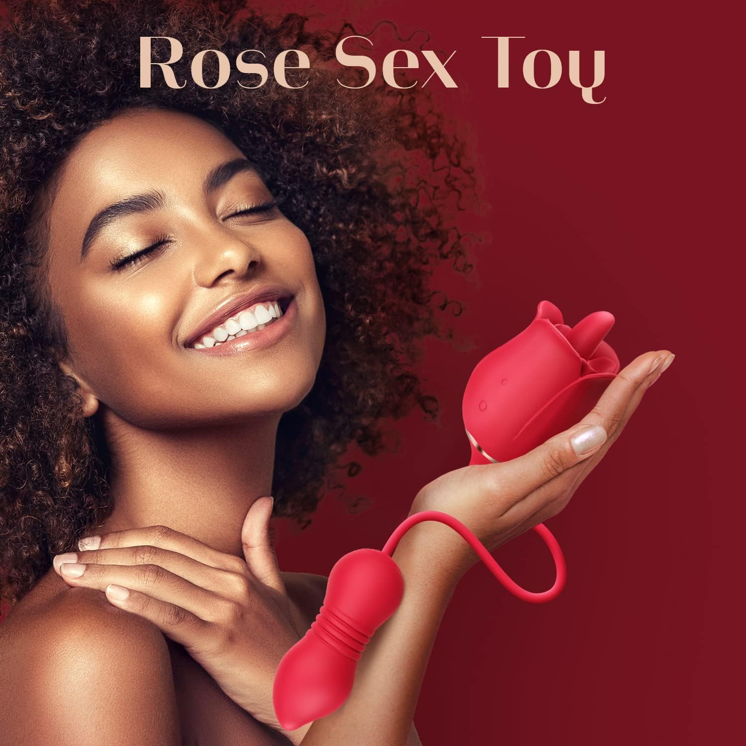 Rose Sex Toys Dildo Vibrator - 3In1 Adult Toys Sex Stimulator for Women with 9 Tongue Licking & Thrusting G Spot Vibrators, Adult Anal Sex Toy Clitoral Nipple Licker for Woman Man Couples